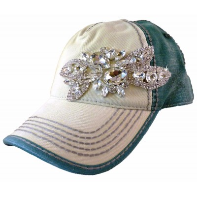Olive and Pique Bling Ball Cap Lovely Large Jeweled Abstract "Butterfly" Design  eb-45164118